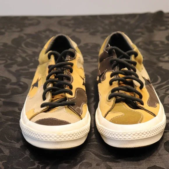 Converse One-Star Men's Size 10 Olive Tan Brown Sneakers Camouflage Suede Shoes - Picture 8 of 9